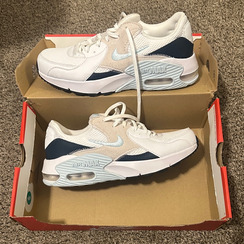 Nike Kids Air Max White and Navy Sneakers